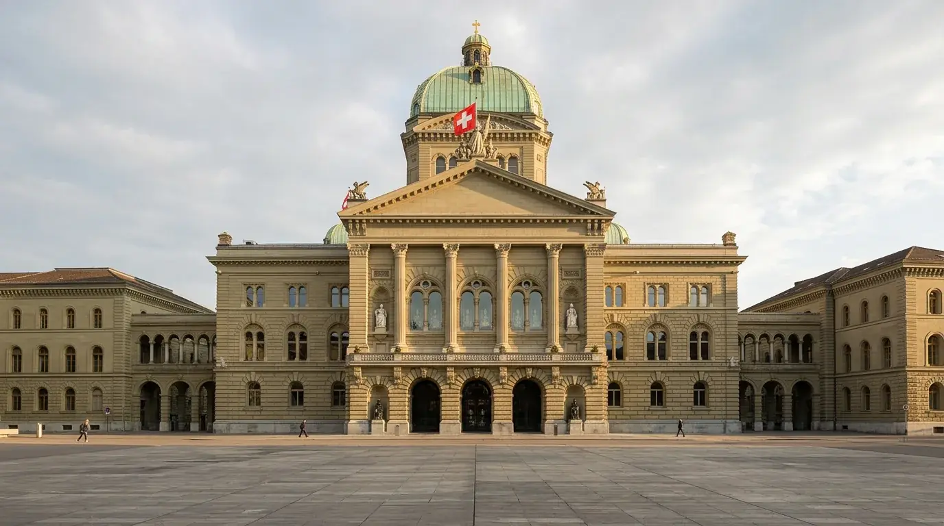 Schweizer Bundeshaus in Bern bei Tageslicht als Symbol des BGS und der GESPA-Aufsicht