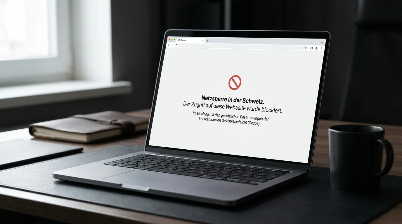 Browser zeigt Netzsperre-Warnung auf einer blockierten Wettseite in der Schweiz